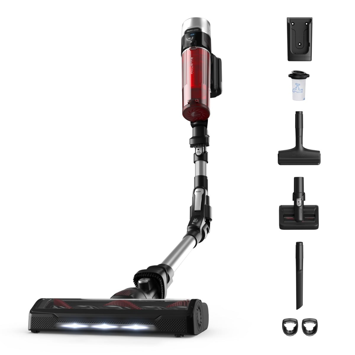Aspirator vertical fara fir Rowenta X-Force Flex 9.60 Animal Care RH2077WO, 250W, 18.5V, autonomie 45 min, filtrare 99.9%, recipient praf 0.44 L, tub