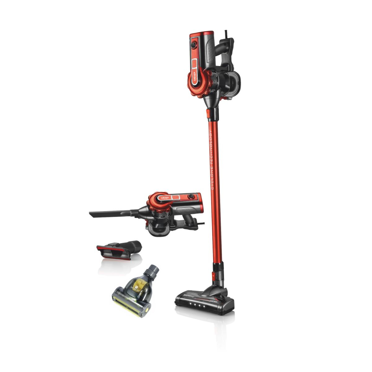 Aspirator vertical cu fir HAEGER VENUS PLUS, Putere 600W, filtrare ciclonica, recipient detasabil 500ml, nivel zgomot redus, perie pentru animale de