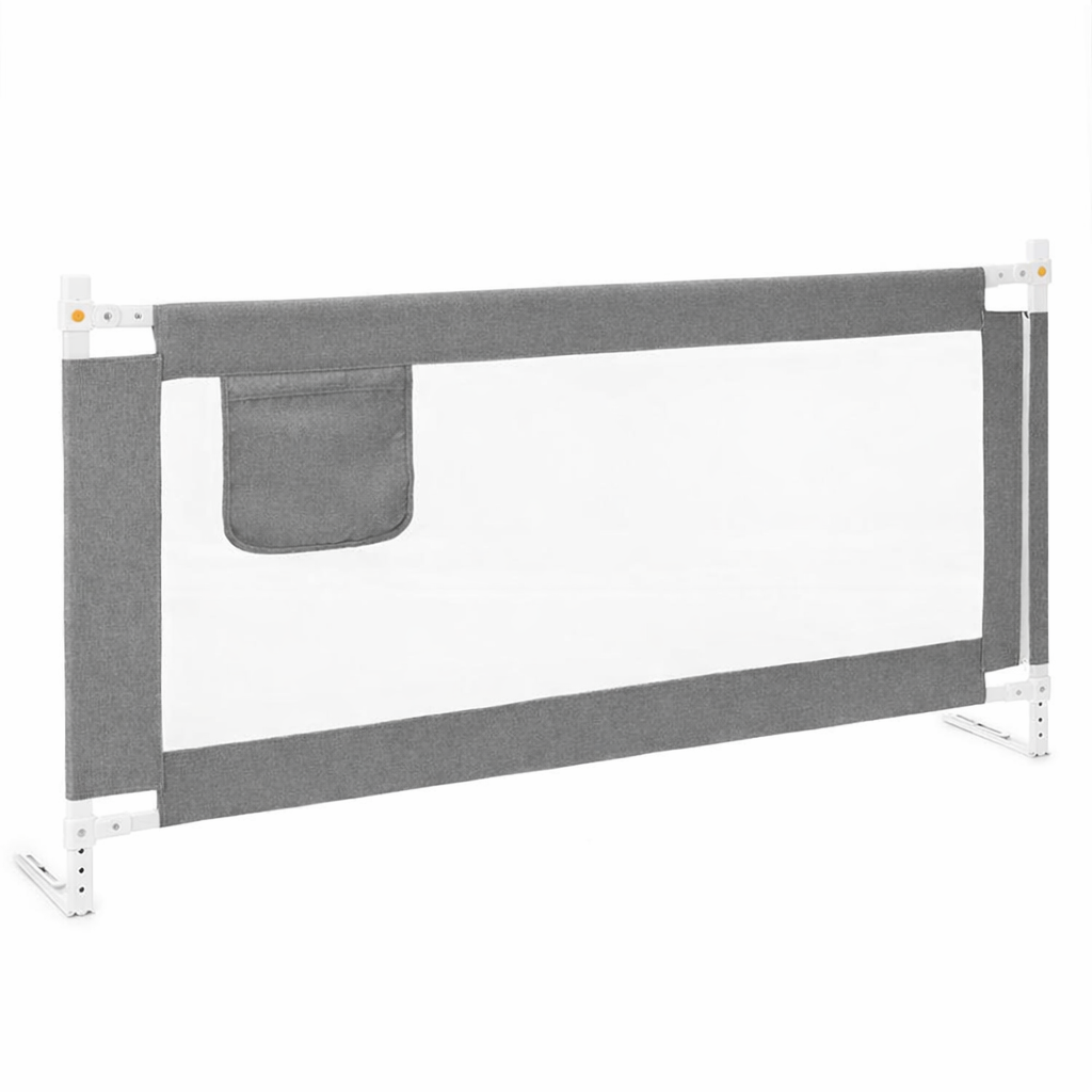 Bariera siguranta pat copii reglabila inaltime 75-95 cm, 196 cm latime, plasa respirabila, gri Brius 