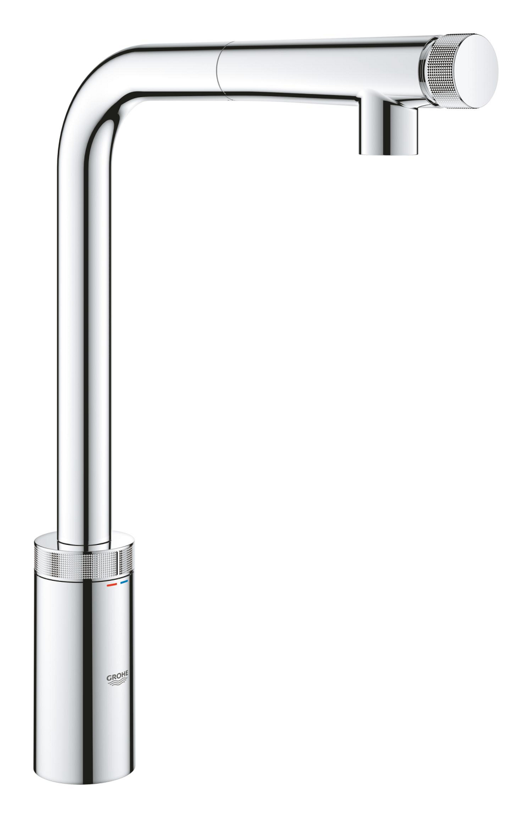Baterie bucatarie Grohe 30443000, Vento, tip comanda dubla comanda, marime inalta, forma pipa tip l, crom