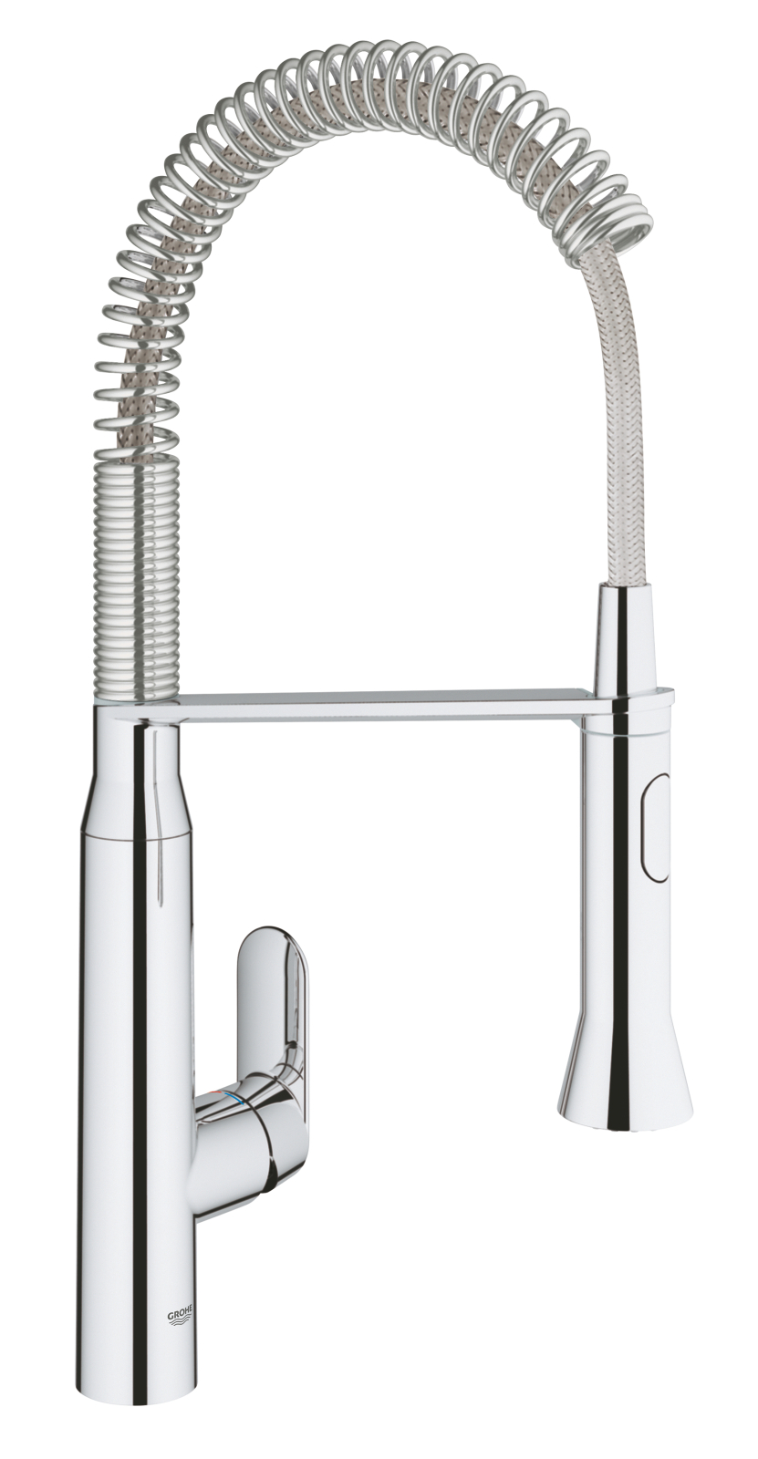 Baterie bucatarie Grohe 31379000, K7, tip comanda monocomanda, marime extra inalta, forma pipa tip c, crom