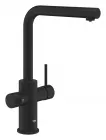 Baterie bucatarie Grohe Blue Pure Minta, inalta, tip L, dus extractabil, filtrare, necesita filtru, mat, negru, 30590KF0