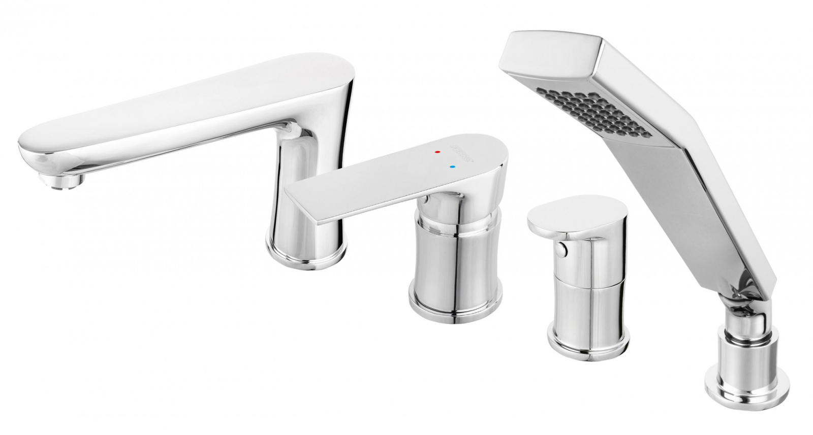 Baterie cada - dus cu 4 piese Ferro Square crom - Imagine 1