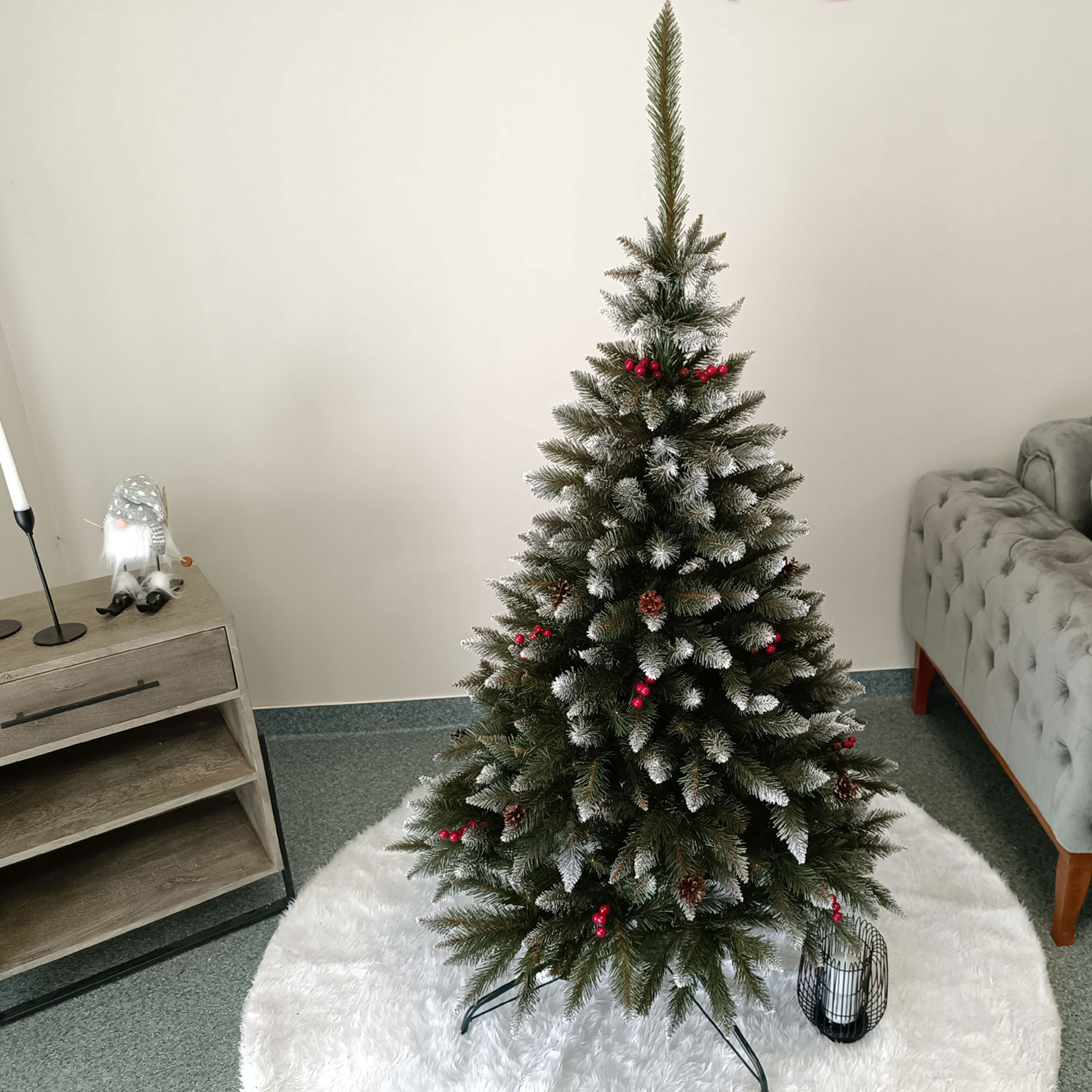 Brad artificial Christmas Deluxe, Frasin de Munte, 2D, 150cm