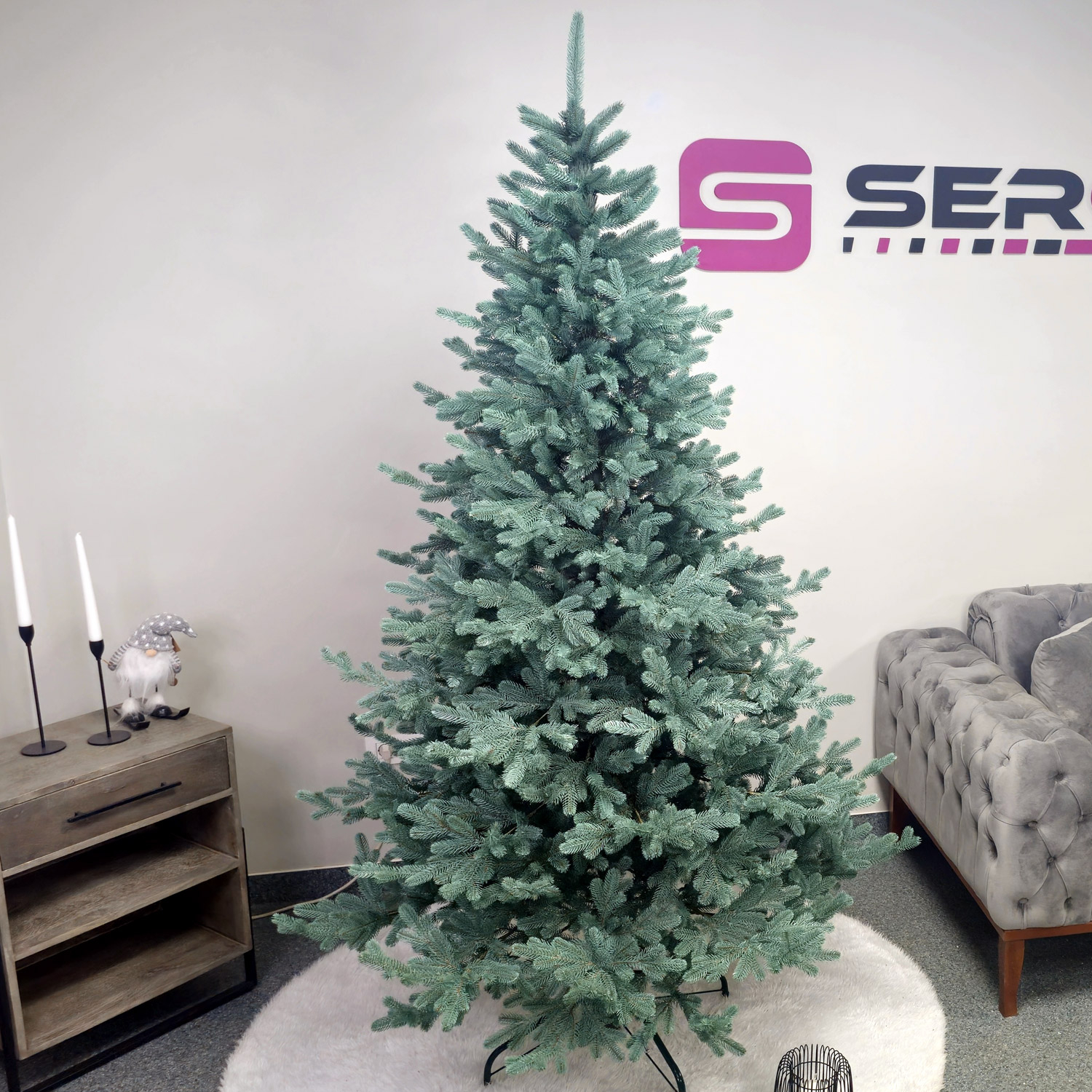 Brad artificial Christmas Deluxe, Viena Select argintiu, integral 3D, 210cm