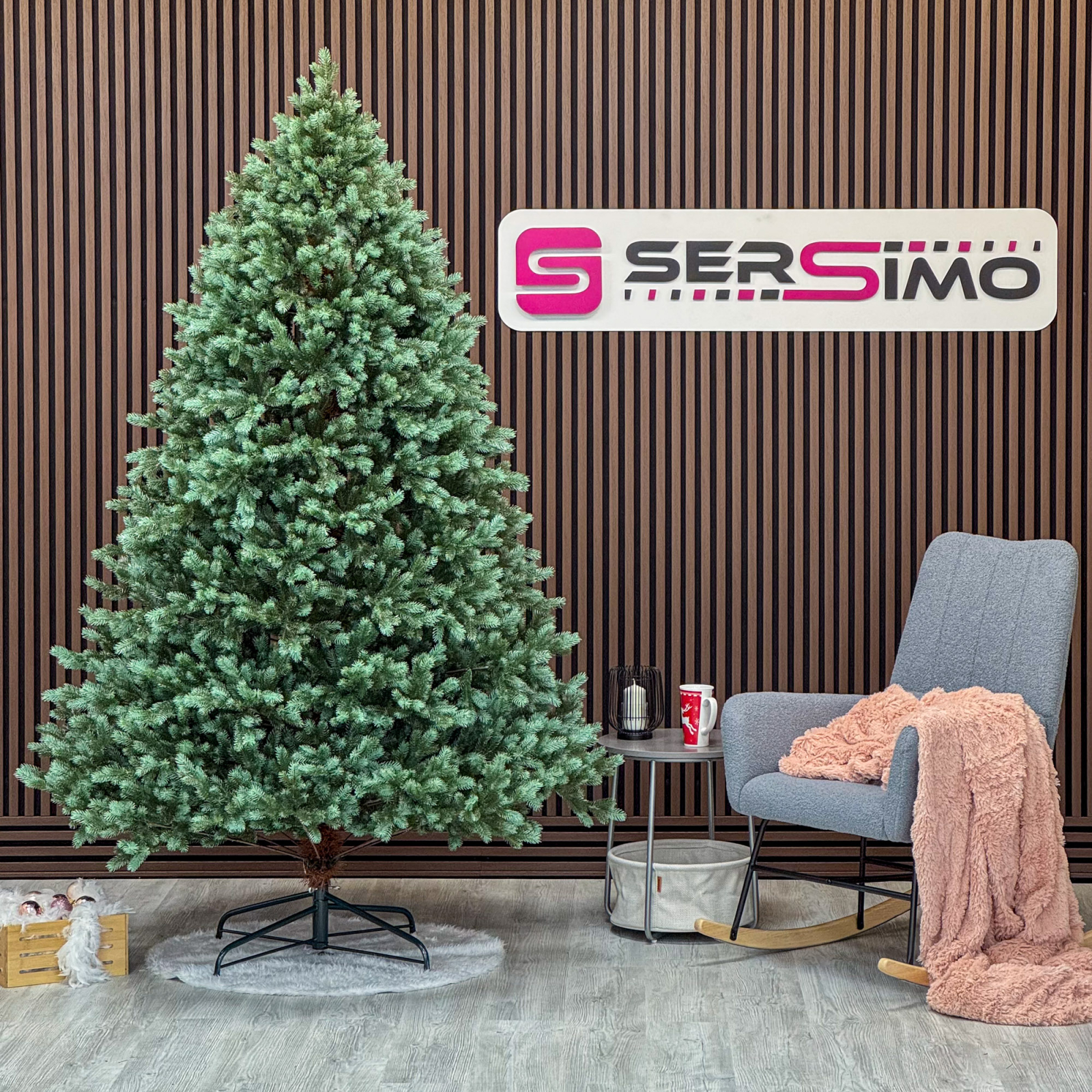 Brad artificial, Hollandia, verde cu varfuri argintii, integral 3D, 210 cm