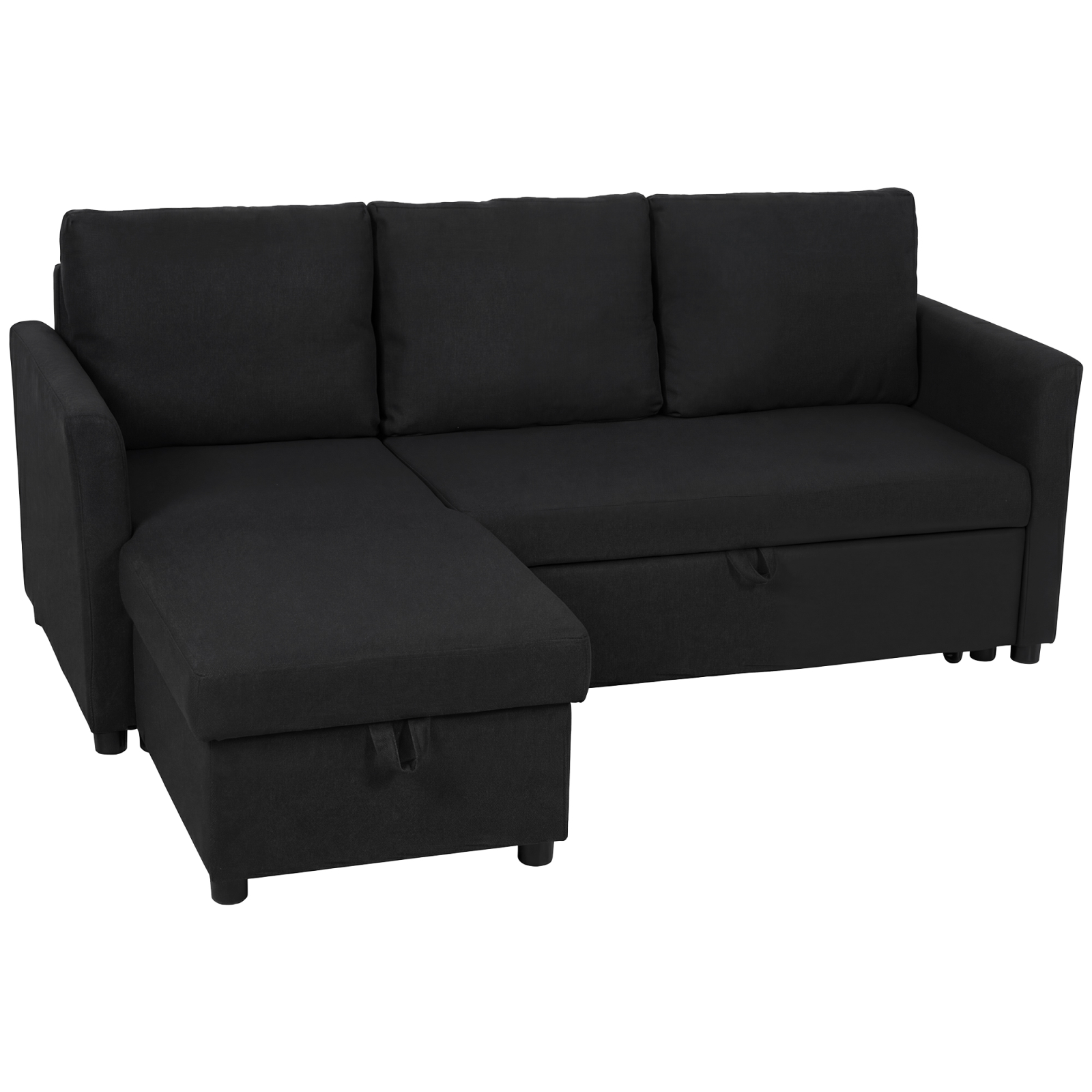 Canapea Extensibila cu 3 Locuri si sezlong Convertibil, Canapea de Colt cu Spatiu de Depozitare si 3 Perne Detasabile, Material Textil cu Efect de In, Brius 
