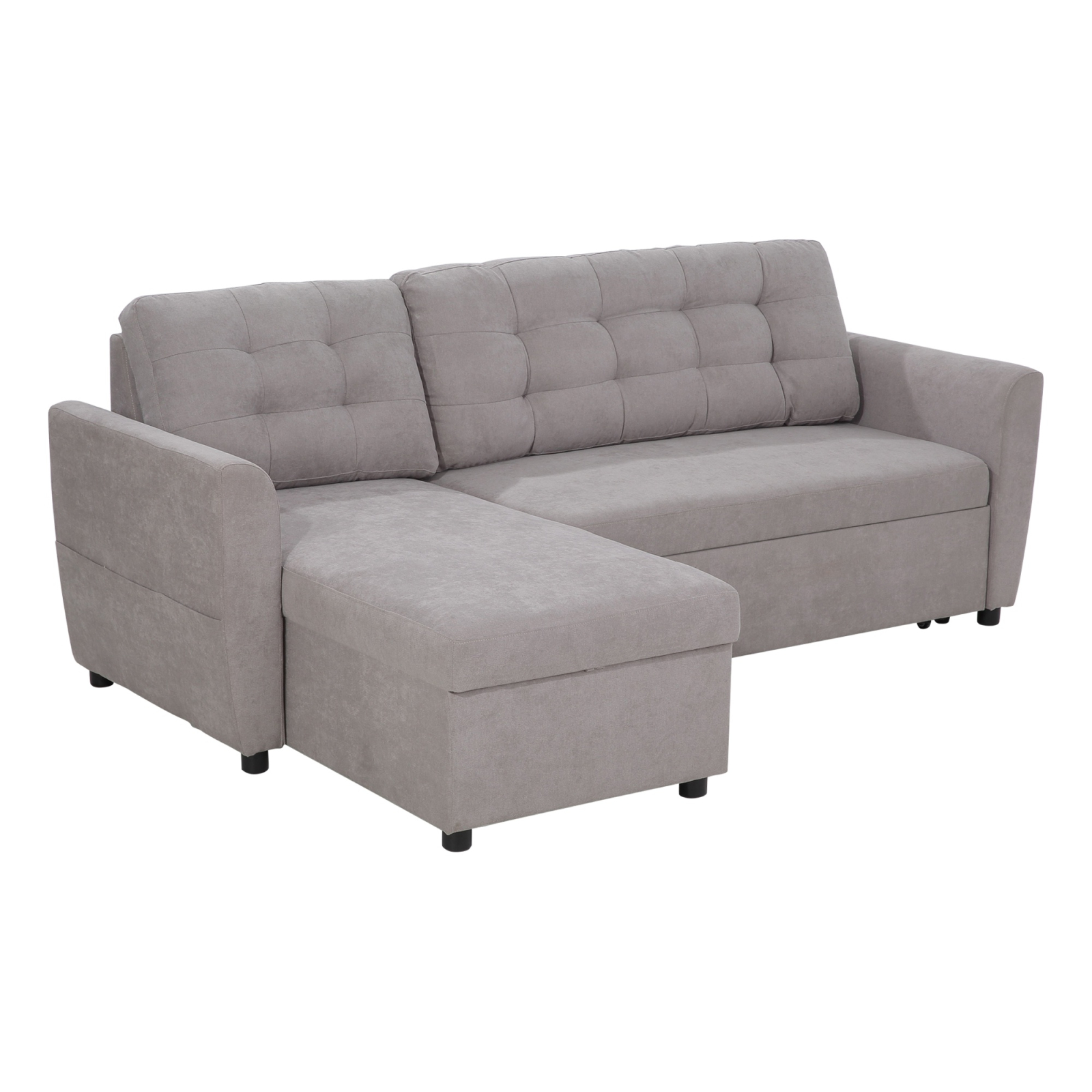Canapea Extensibila pe Colt 3 locuri cu Sezlong Compartiment din Material Textil Brius 