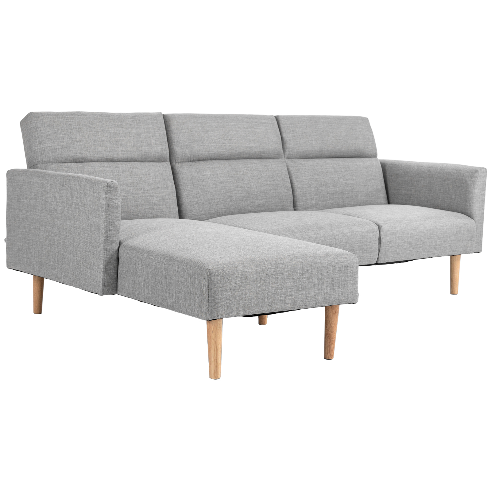 Canapea Extensibila pe Colt cu 3 Locuri din Tesatura Gri Reglabila Stil Scandinav Brius 