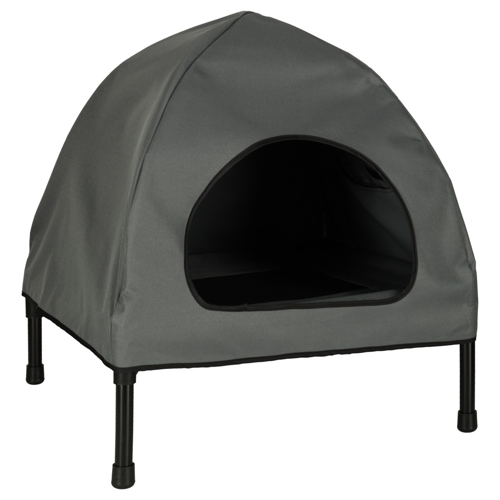 Casuta cu pat pentru caini si pisici, cu acoperis detasabil si baza ventilata, 54x44x60 cm, negru Brius 