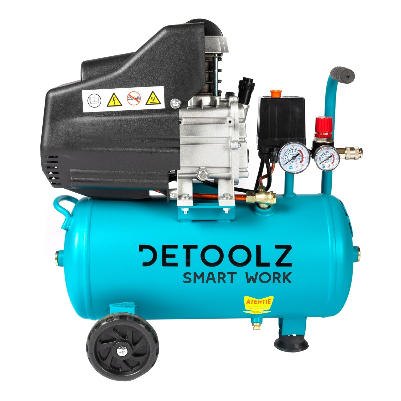Compresor 24L Cu Ulei Detoolz DZ-C332, 1500 W, Debit 160L min, 8 Bar, 2 Prize De Aer