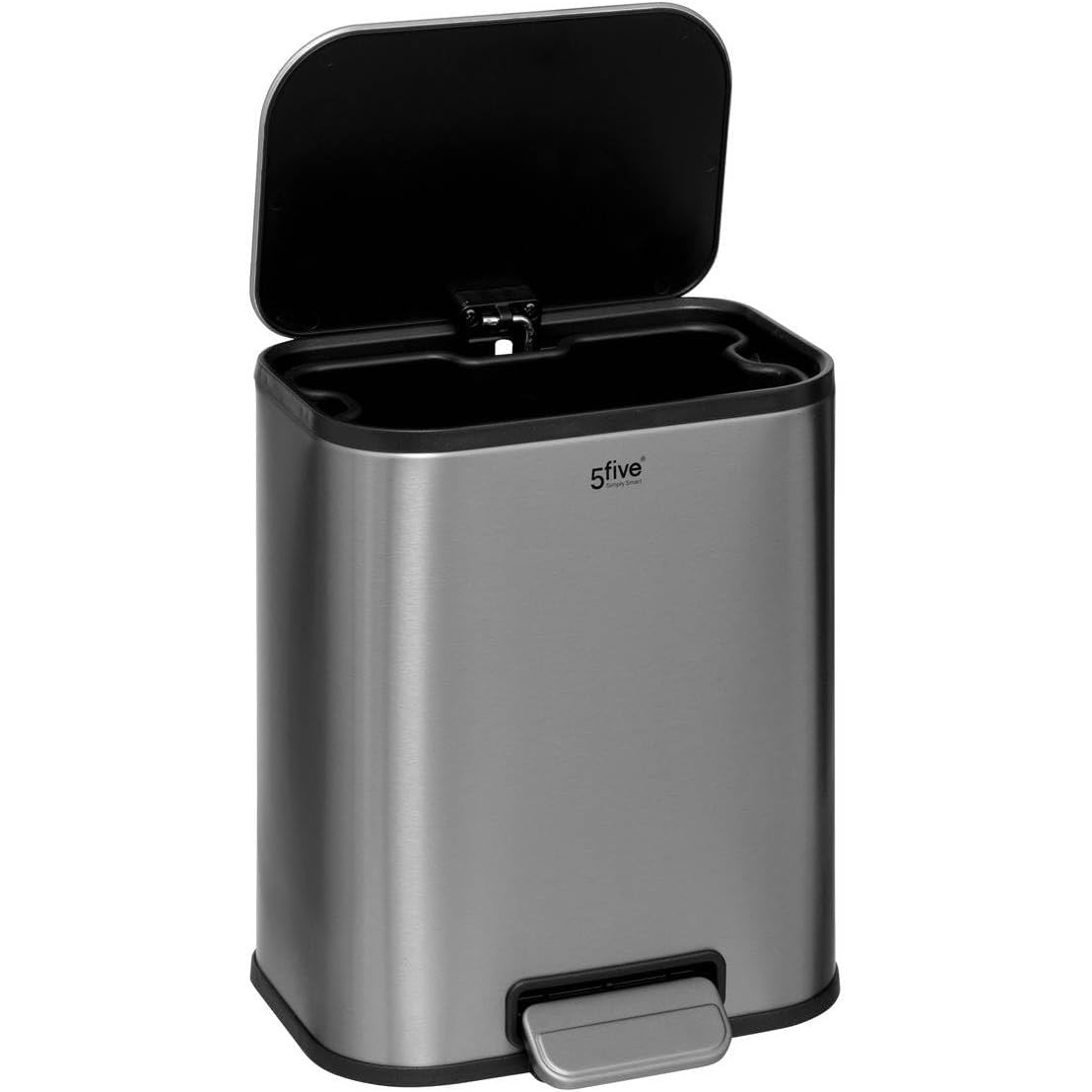 Cos de gunoi cu pedala din otel inoxidabil mat, 5L, galeata interioara detasabila, 24x20x29 cm, gri