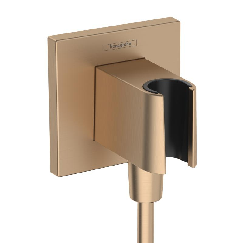 Cot conector dus cu suport para Hansgrohe Fixfit E bronz periat - Imagine 1
