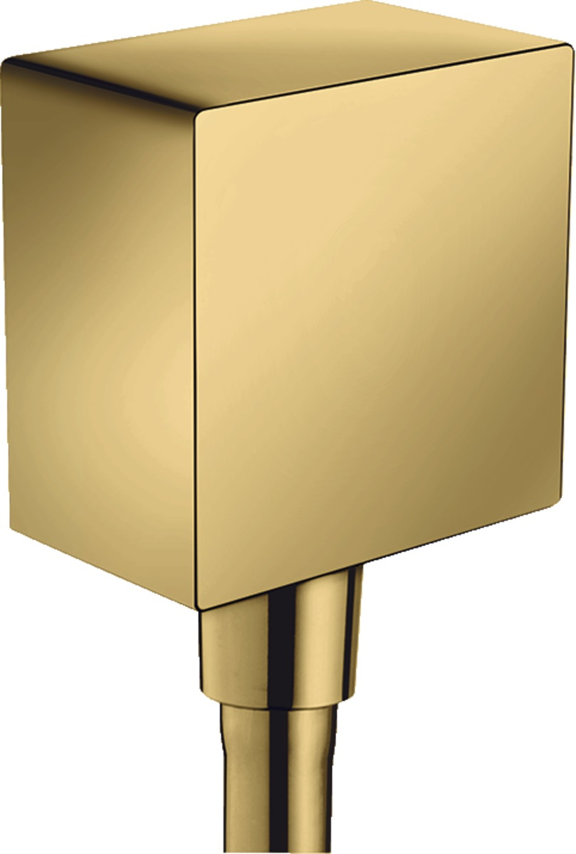 Cot conector dus Hansgrohe FixFit Square auriu lucios - Imagine 1