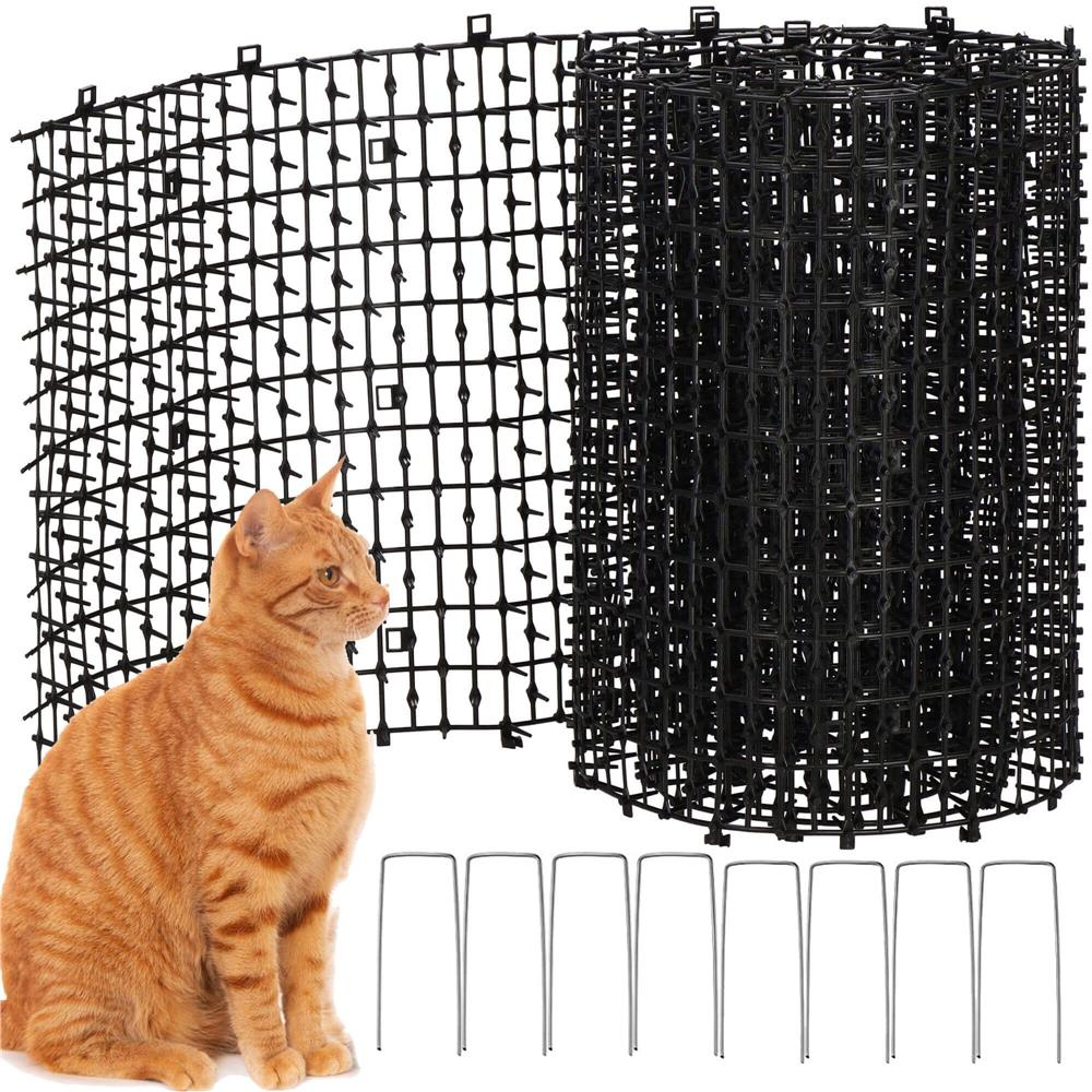 Covoras cu tepi pentru alungarea animalelor, ancore metalice incluse, 200x30 cm, negru