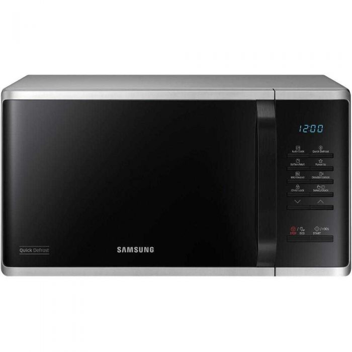 Cuptor microunde Samsung MS23K3513AS, putere w 800, capacitate l 23, numar programe 6, trepte de putere 5, gri, negru
