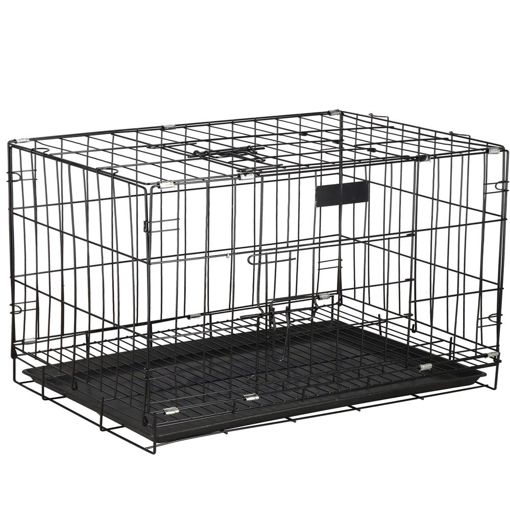 Cusca animale 2 usi pliabila metal tava detasabila xl, 93x67x56 cm, transport usor, negru Brius 