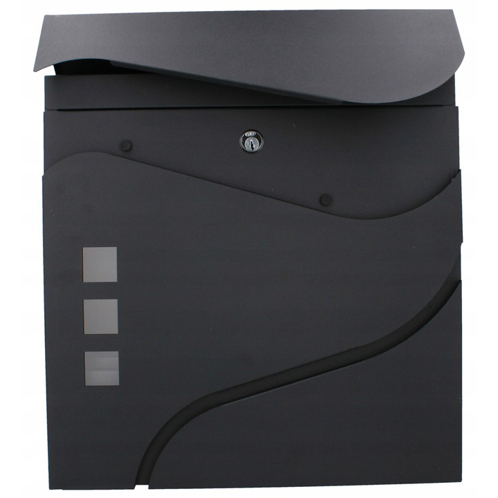 Cutie postala exterior gard perete otel zincat incuietoare, 37x11x37 cm, rezistenta, gri inchis Brius 