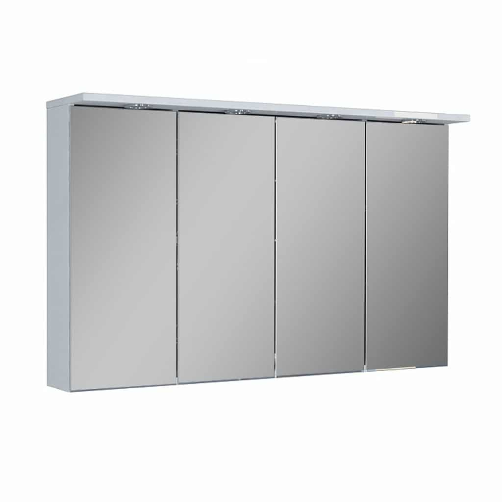 Dulap cu oglinda Oristo Silver, 120 x 71 x 14 cm, iluminare, mat, alb, 33-SGLD-120-1