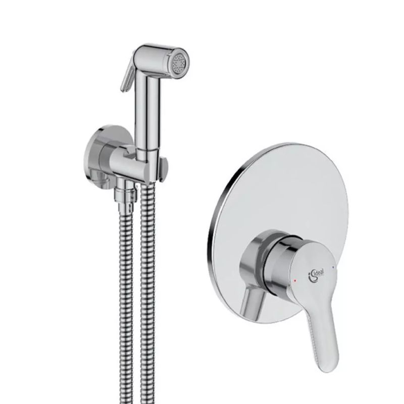 Dus igienic cu baterie Alpha Ideal Standard cu agatatoare, para, furtun si baterie incastrata