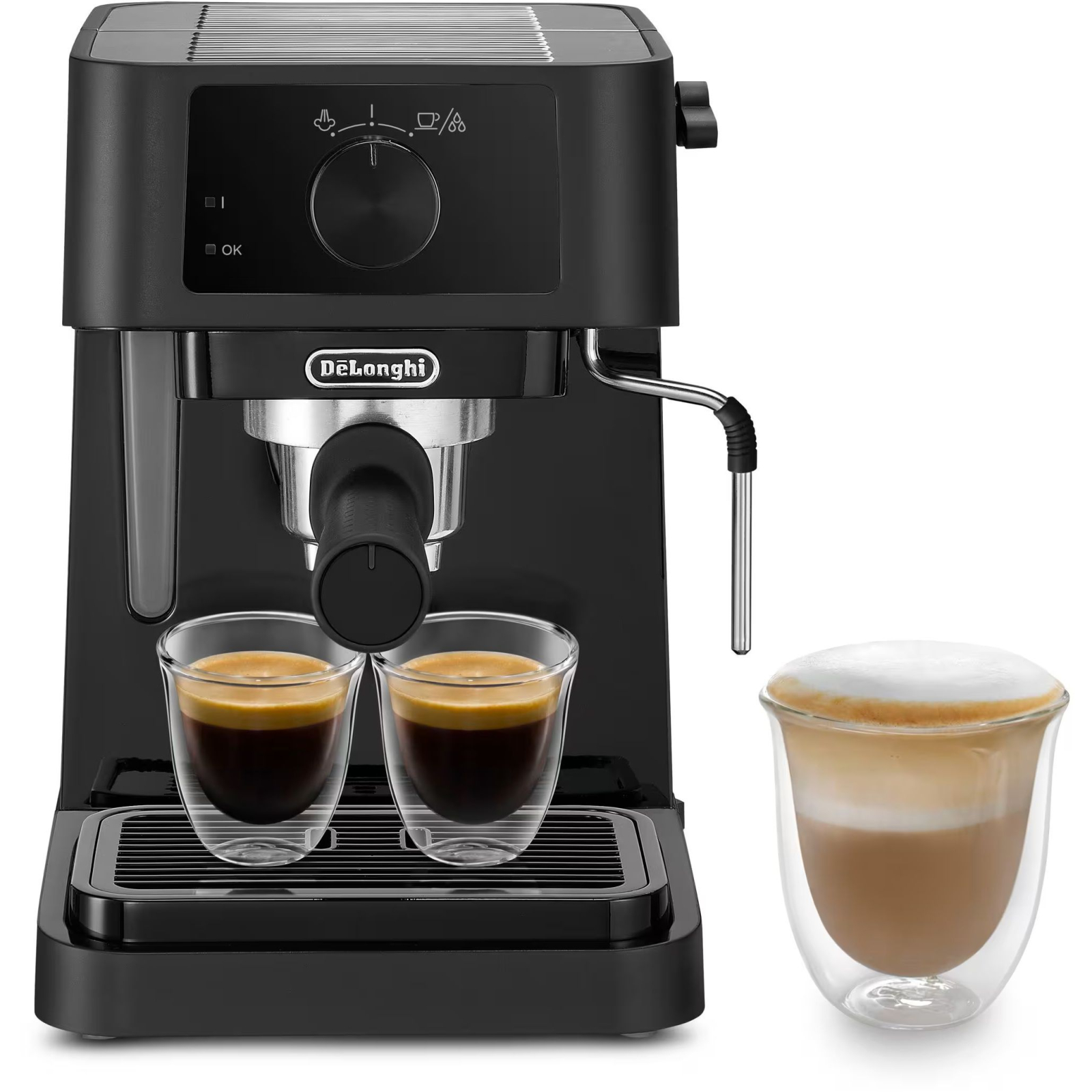 Espressor manual DeLonghi EC230.BK, 1100 W, 15 bar, 1 l, 24 cm, 30 cm, 36 cm, 1 m, 2 cafele simultan, negru