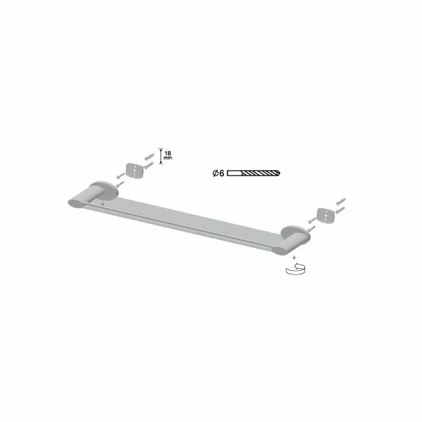 Etajera crom transparent Bisk Side 54 cm