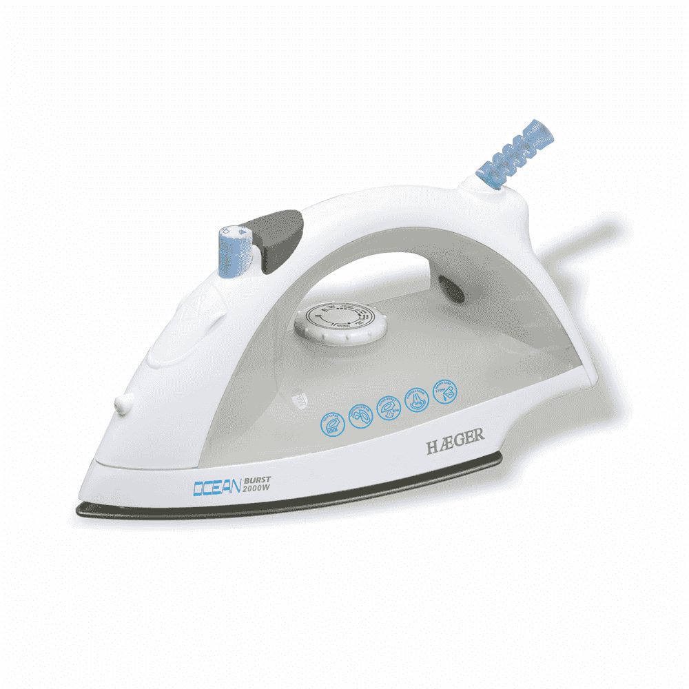 Fier de calcat cu abur HAEGER OCEAN BURST, Putere 2000 W, Talpa din inox, Functie autocuratare, Regulator de abur, Pulverizator de apa