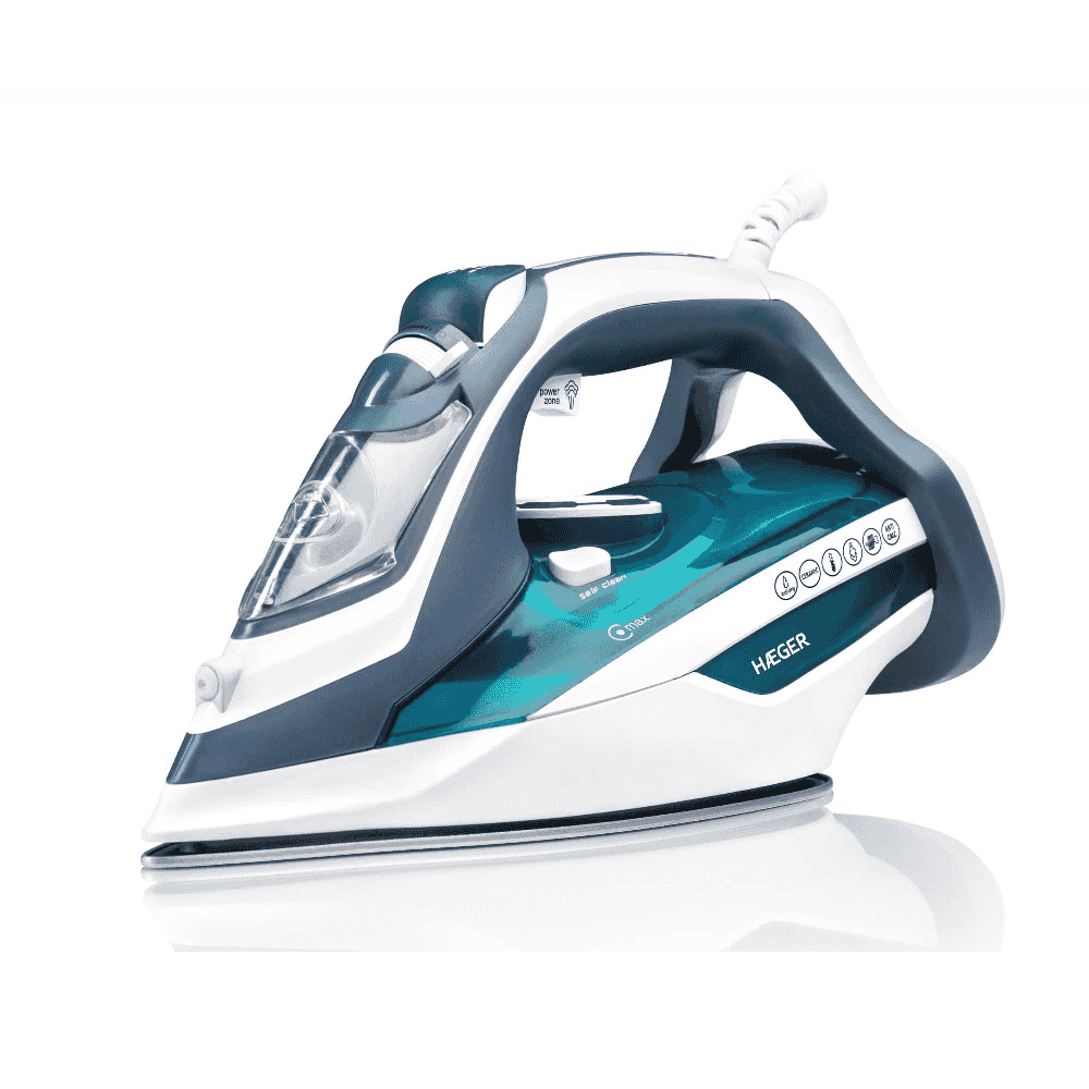 Fier de calcat cu abur HAEGER ULTRA STEAM, Putere 2800 W, Talpa din inox, Sistem anticalcar, Anti-picurare, Autocuratare, Abur vertical turquoise