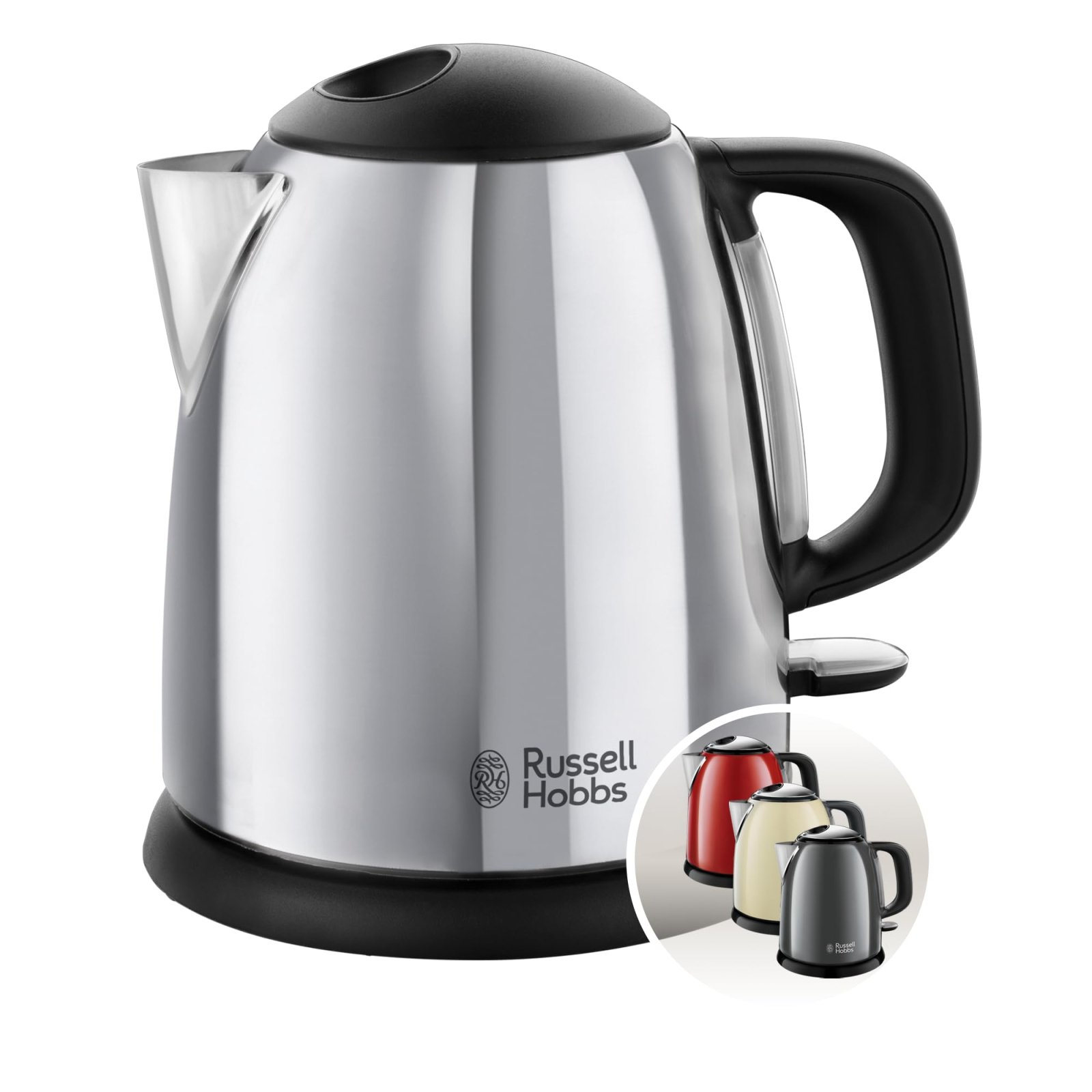 Fierbator compact Russell Hobbs Victory, 1L, 2200W, design compact, filtru calcar, indicator nivel apa, alb
