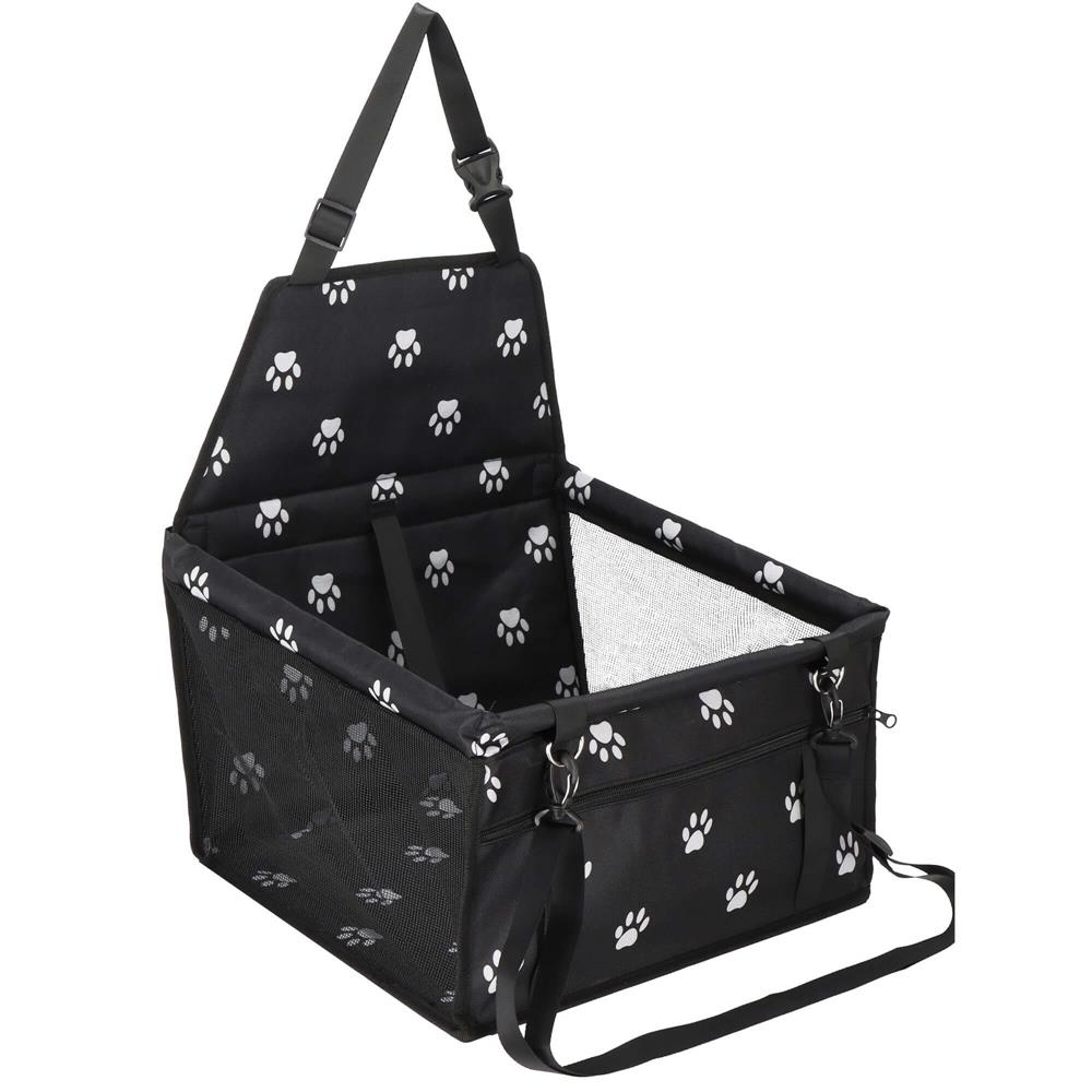 Geanta auto transport animale companie caini pisici poliester, 40x43x30 cm, pliabila, negru Brius 