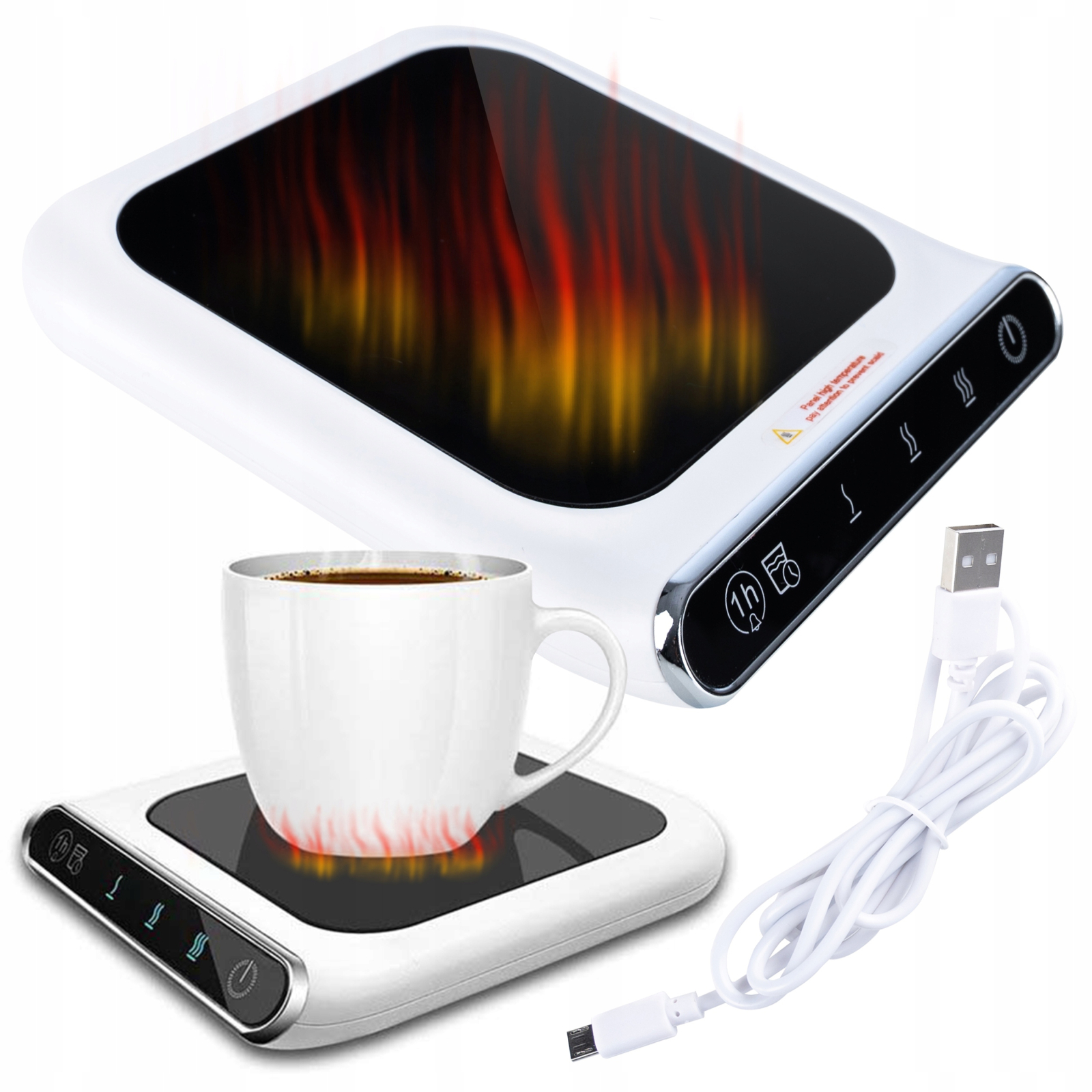 Incalzitor electric pentru cana de cafea si ceai, cu alimentare USB si putere 10 W, 3 trepte de temperatura, functie de mentinere a bauturilor calde,