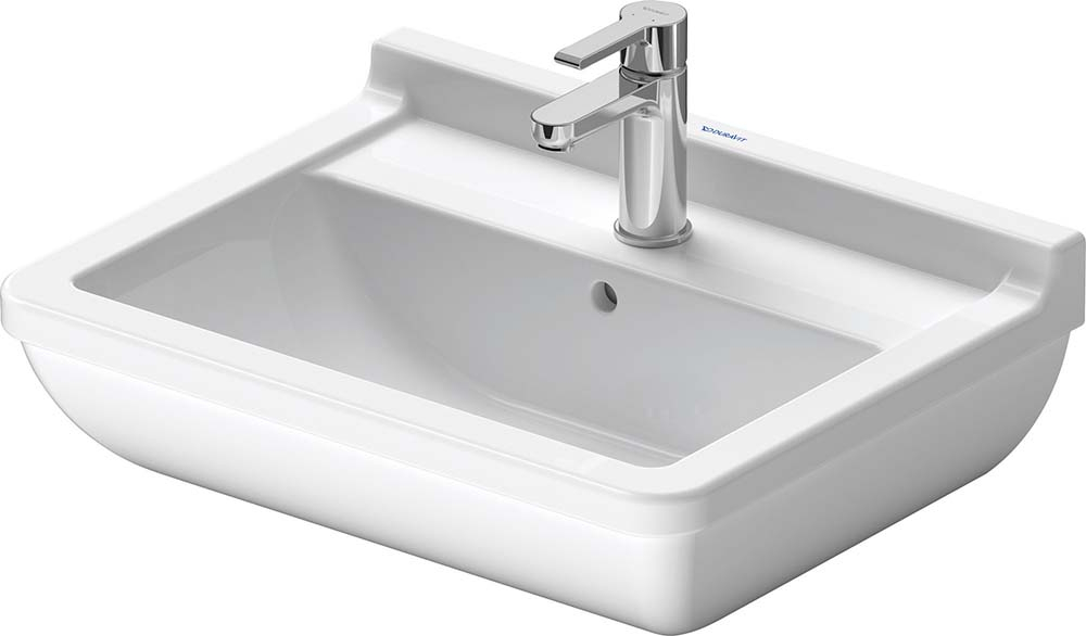 Lavoar Duravit 0300550000, Stack 3, montaj pe perete, preaplin, zona montaj interior, elemente fixare ascunse, alb