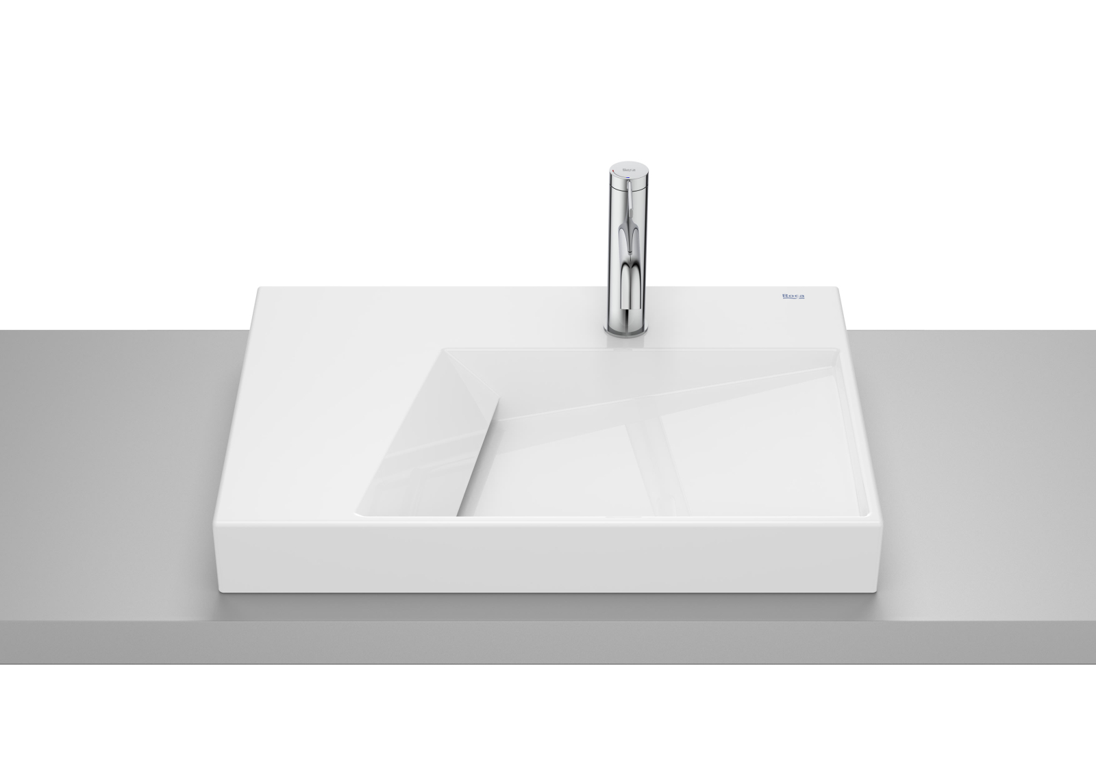 Lavoar Roca A32727600B, Horizon, montaj pe blat, zona montaj interior, elemente fixare ascunse, seria Horizon, alb