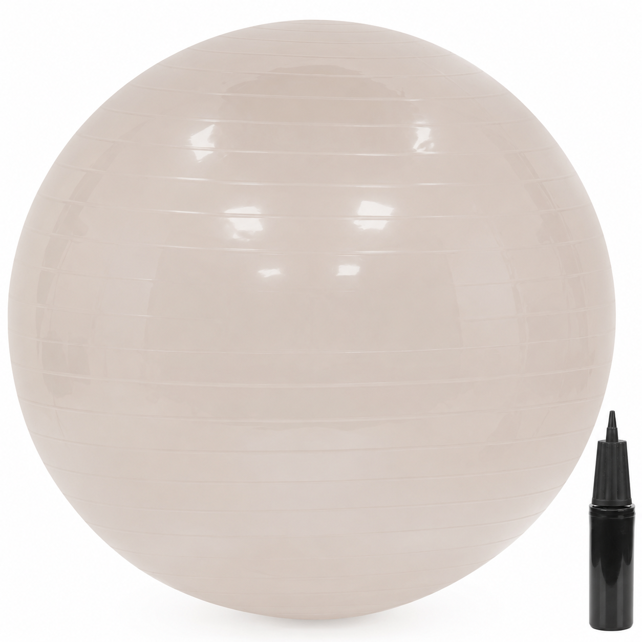 Minge pentru fitness 65 cm, antiderapanta, cu pompa inclusa, maxim 150 kg, bej