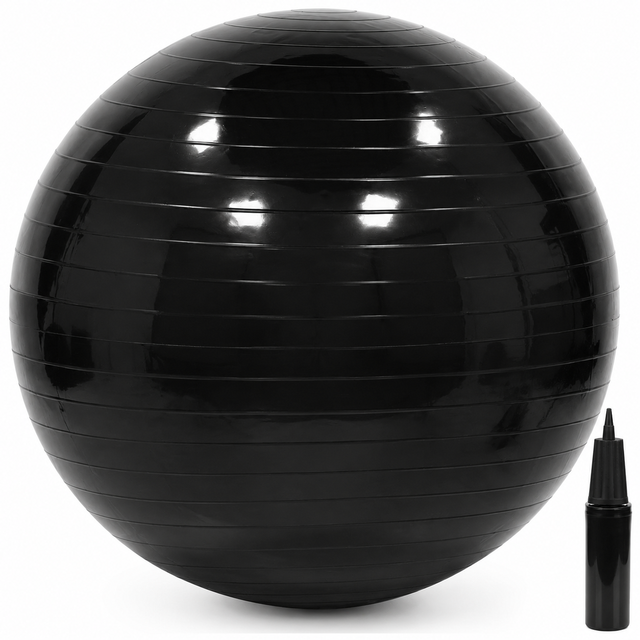 Minge pentru fitness 75 cm, antiderapanta, cu pompa inclusa, maxim 150 kg, negru