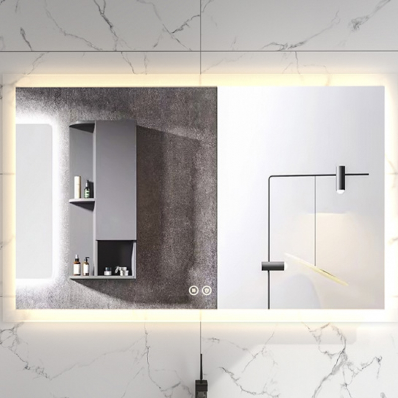 Oglinda Fluminia Miro 120, 120 cm, dreptunghiulara, cu LED, 3 culori, dezaburire
