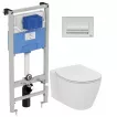 Pachet 4in1 Ideal Standard Connect E212701, suspendat, evacuare orizontala, cadru, capac, placuta, SoftClose, Rimless, alb