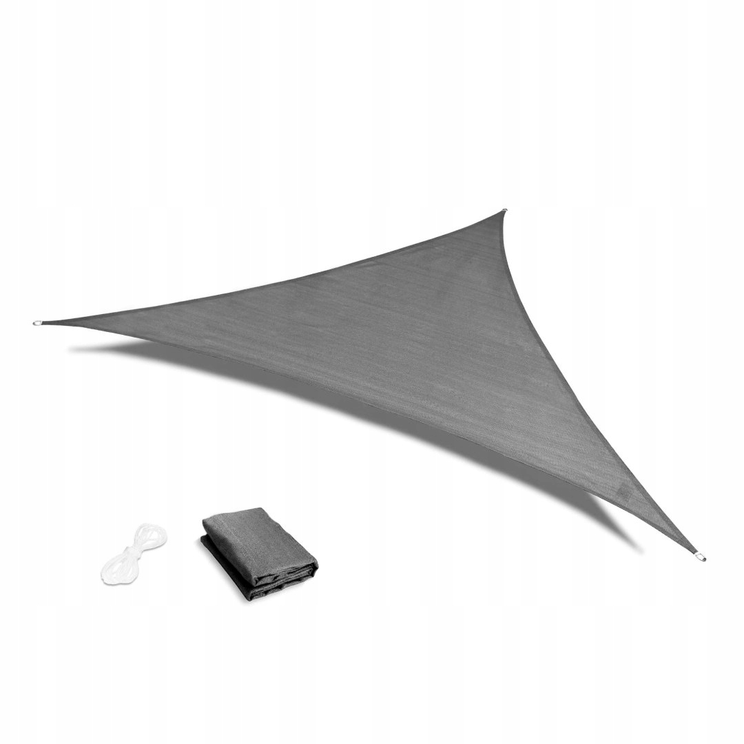 Prelata solara triunghiulara 500x500x500 cm, impermeabila, protectie UV, poliester 180g mp, gri