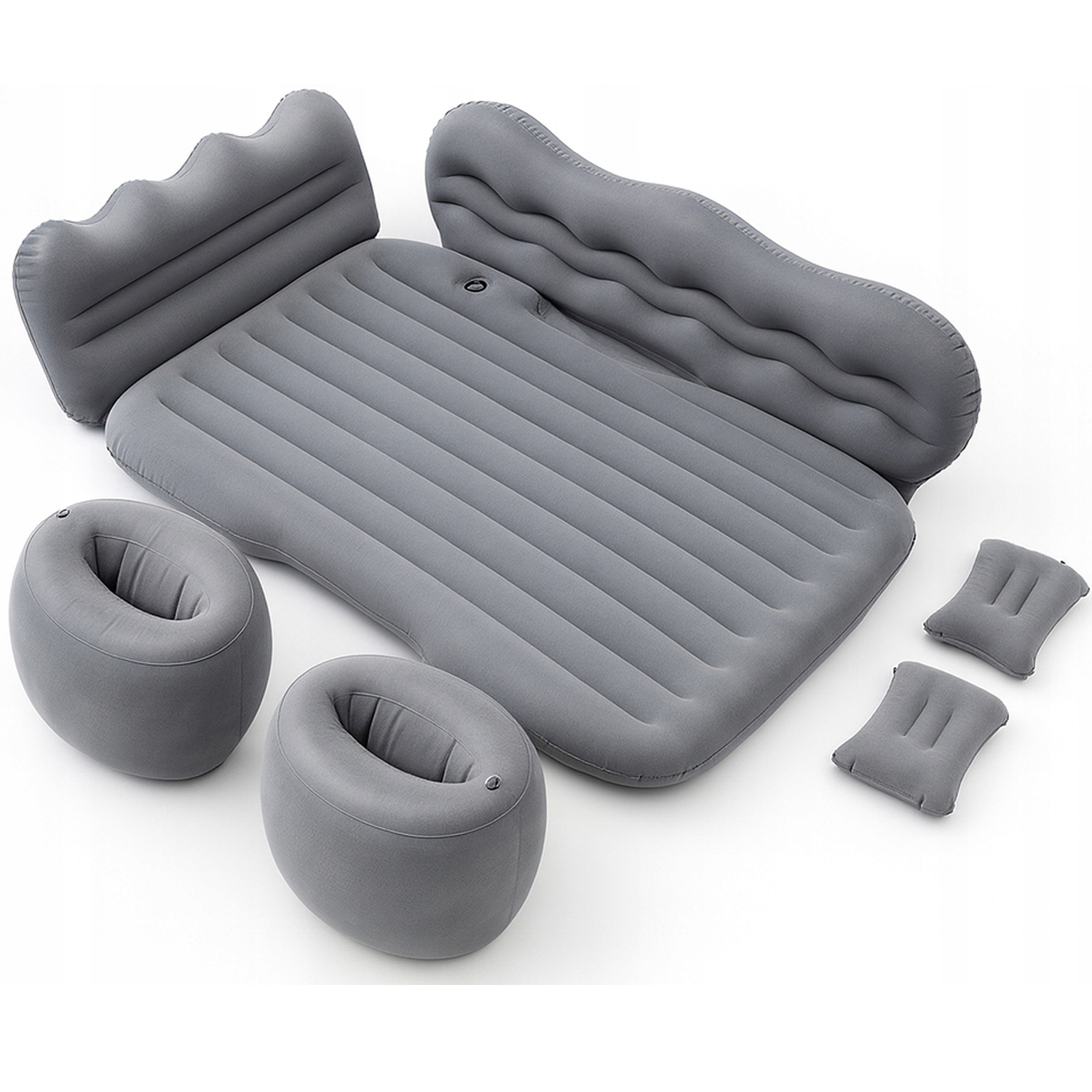 Saltea auto gonflabila pentru bancheta spate cu perne si pompa, 128x76x15 cm, negru Brius 