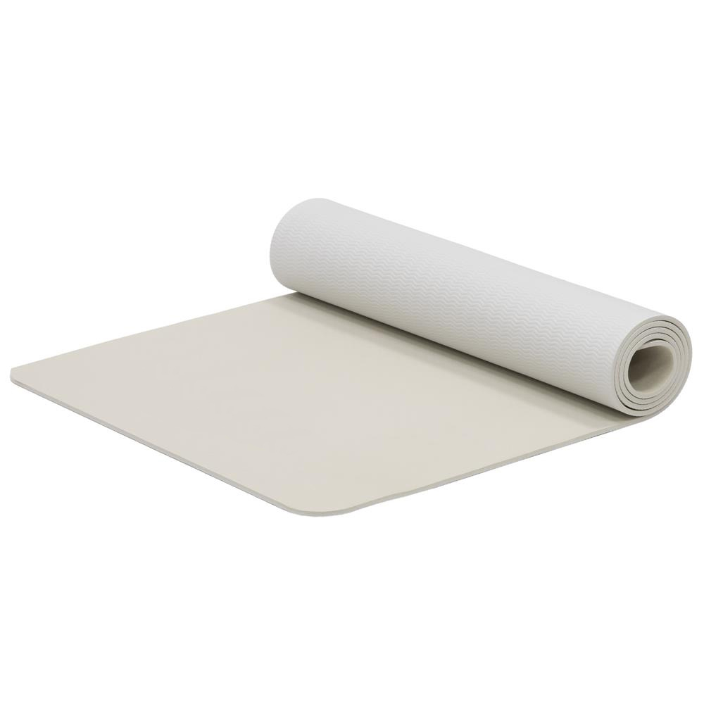 Saltea fitness antiderapanta din TPE, 183x61x1 cm, cu curea transport, bej Brius 