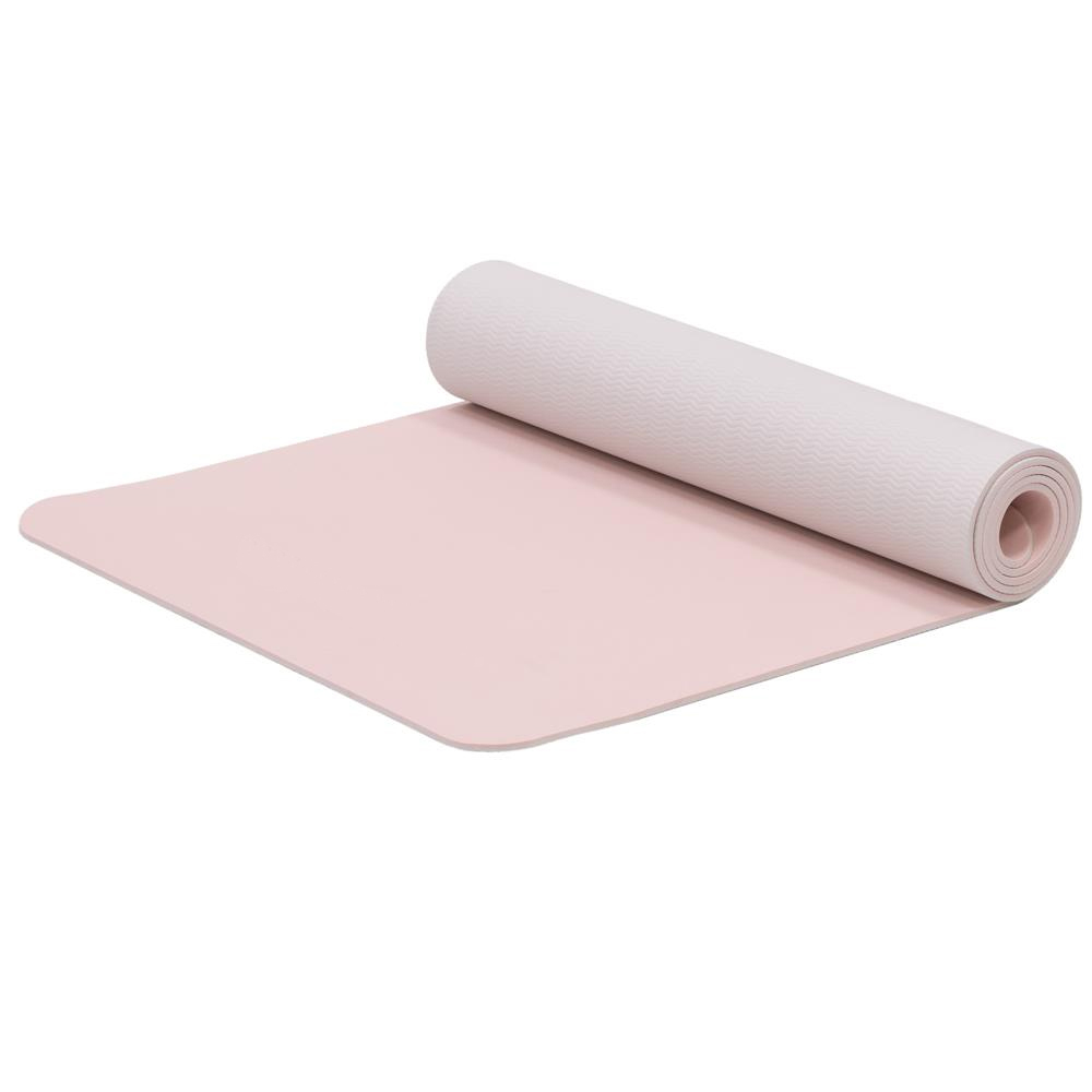 Saltea fitness antiderapanta din TPE, 183x61x1 cm, cu curea transport, roz Brius 