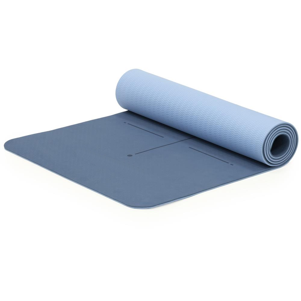 Saltea yoga antiderapanta din TPE, 183x61x0.6 cm, cu curea transport, albastru Brius 