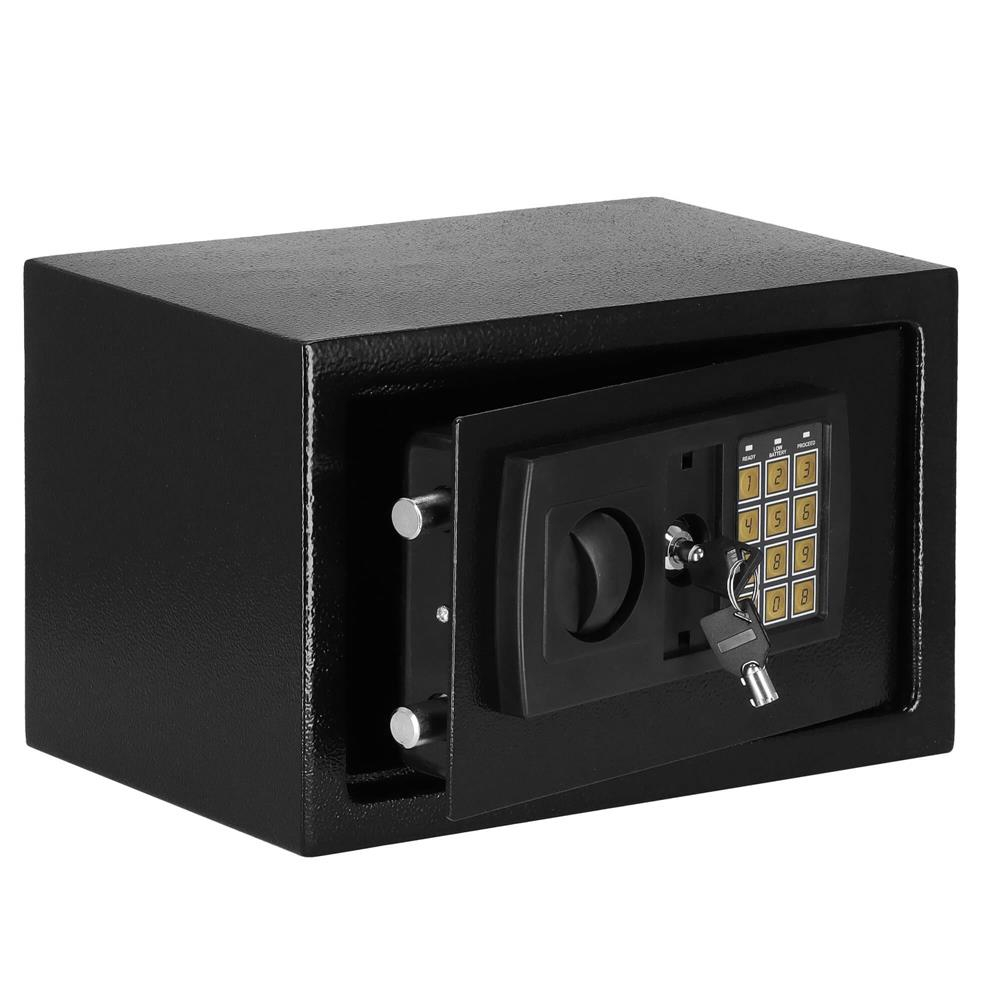 Seif electronic standard cu cifru si cheie, 200x310x200 mm, Otel, Negru Brius 