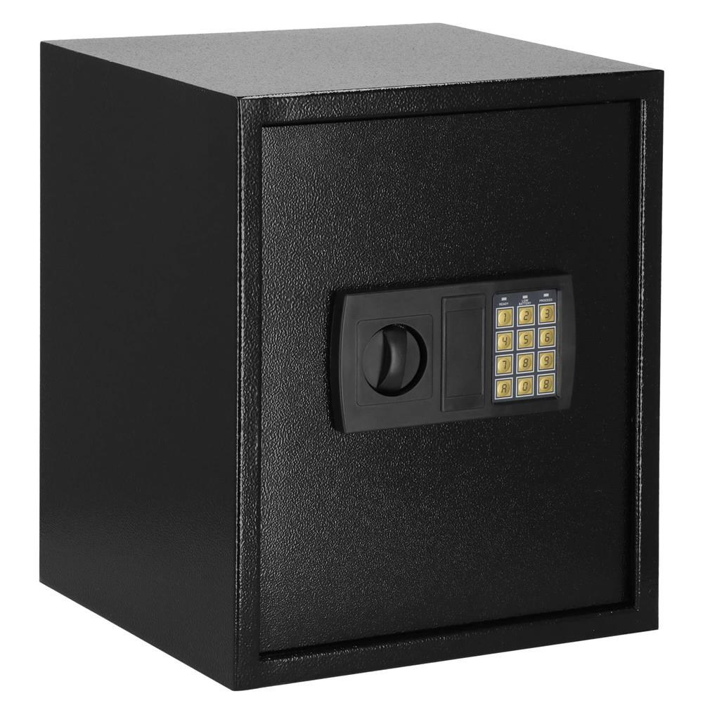 Seif electronic standard cu cifru si cheie otel rezistent, 415x350x310 mm, maxim 4 aa, negru