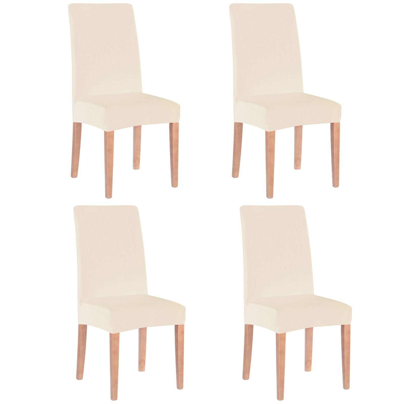 Set 4 huse universale pentru scaun, marime universala, poliester si spandex, 45 x 60 cm, bej