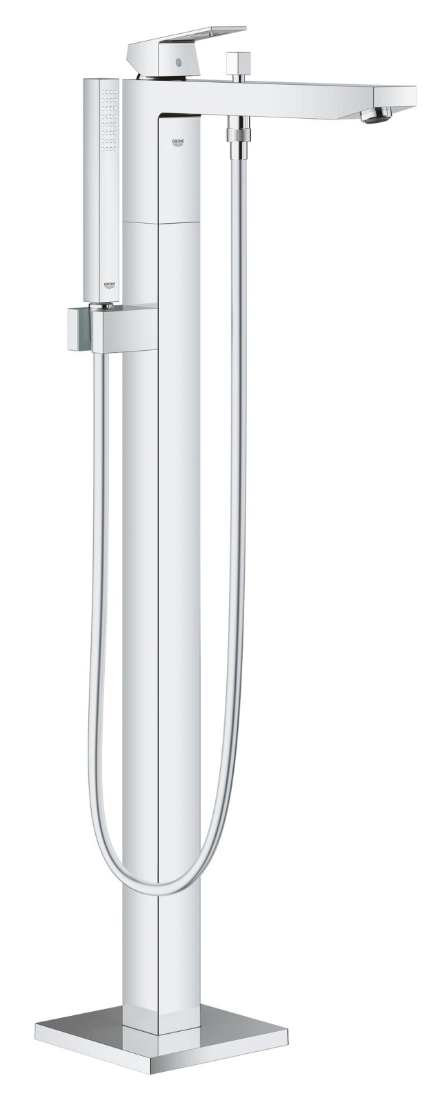 Set baterie cada Grohe 23672001, Baterie cada Eurocube, montaj pe podea, tip incastrare aparent, crom