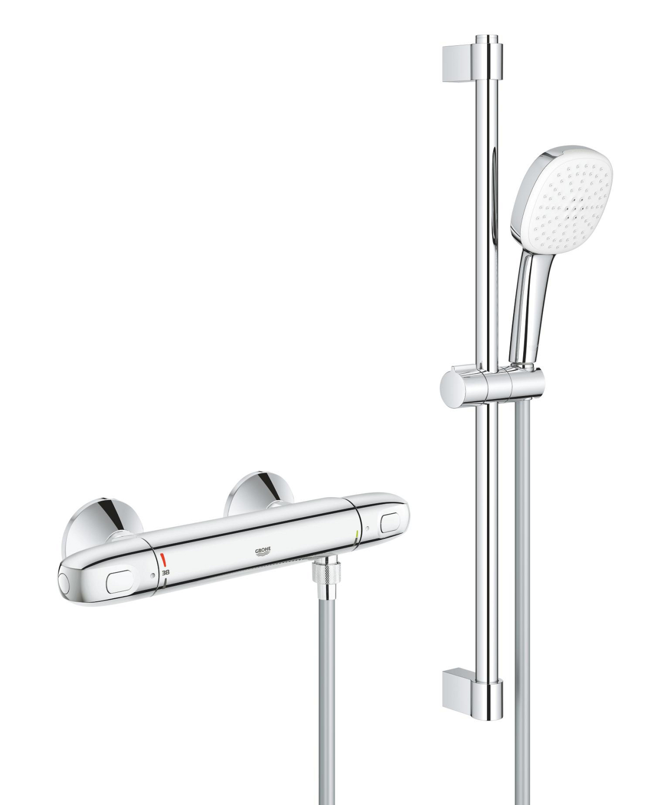 Set baterie dus Grohe 34820005, Baterie dus Grohtherm 1000, tip incastrare aparent, tip comanda dubla comanda, crom