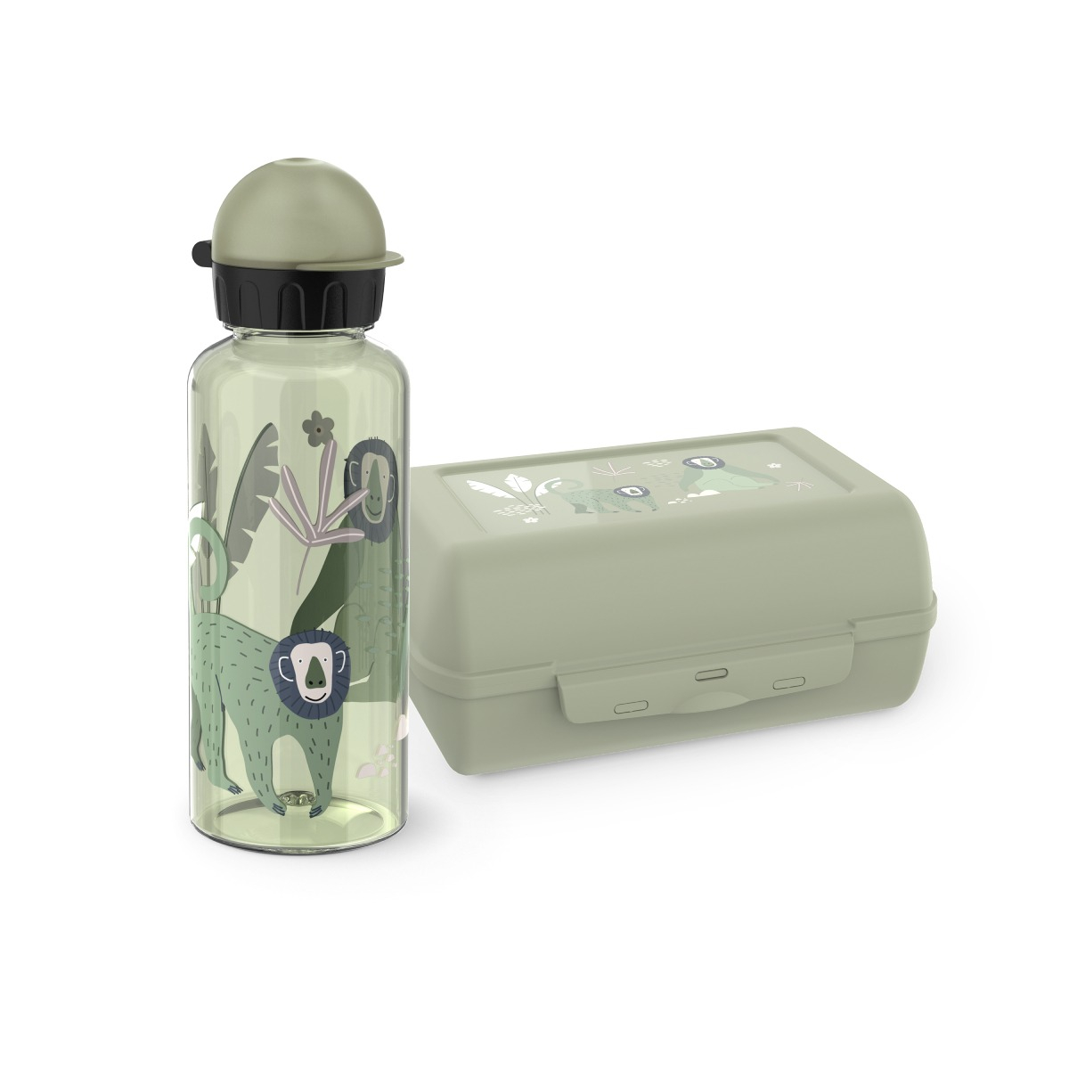 Set copii EMSA N3052400, 2 piese, sticla apa TRITAN 0.6 L + recipient pentru alimente, 100% etans, separator reglabil si detasabil, compatibil masina
