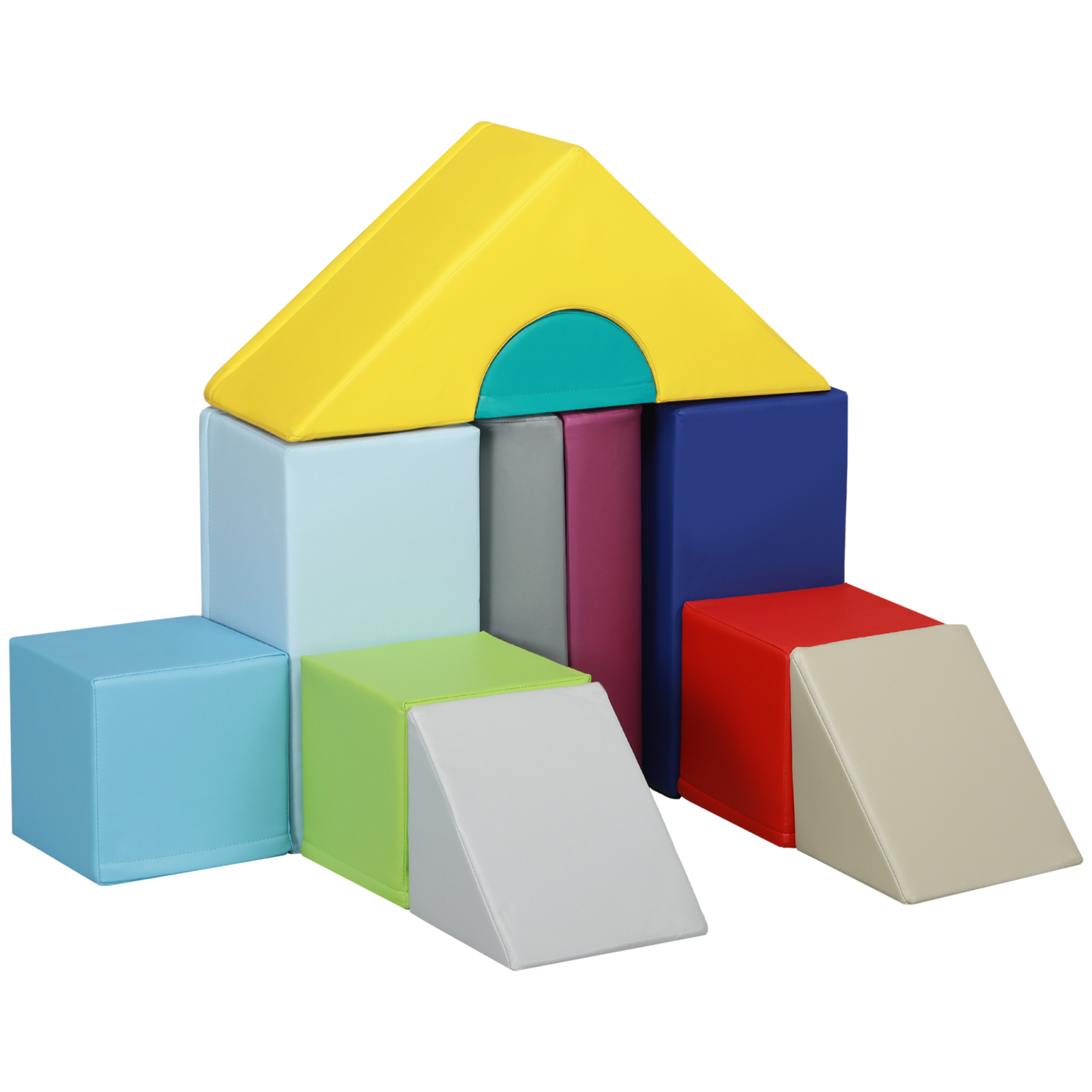 Set de Constructii Moi pentru Copii 1-3 Ani cu 11 Forme, 25x25x50 cm, Multicolor Brius 