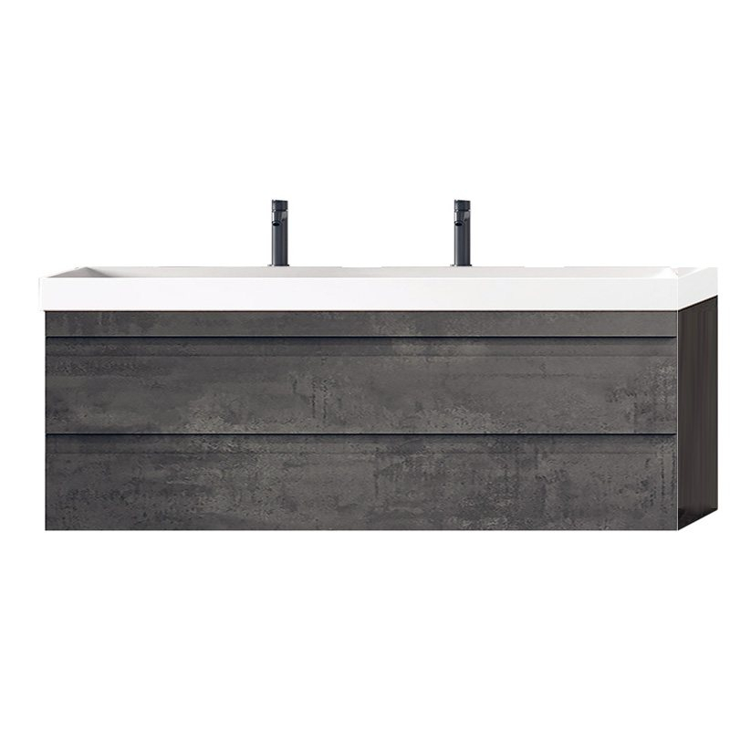 Set dulap baza suspendat KolpaSan Naomi gri beton cu lavoar 120 cm